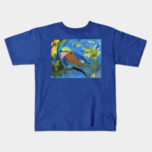 A colorful South African bird Kids T-Shirt by Anton Liachovic